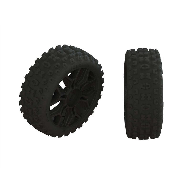 ARRMA 550057 AR550057 2HO Tire Set Glued Black (2) - Hobby City NZ