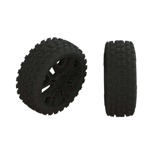 Arrma 550057 AR550057 2HO Tire Set Glued Black (2) (8324283629805)