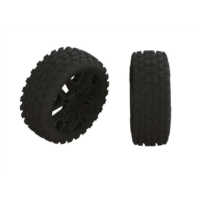 Arrma 550057 AR550057 2HO Tire Set Glued Black (2)