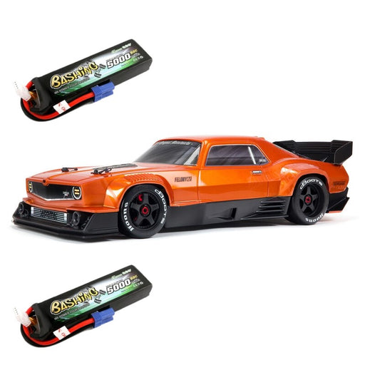 Arrma ARA7617V2T2 1/7 FELONY 6S BLX Street Bash All-Road Muscle Car RTR Orange plus 2x Gens Ace 5000mah 3S 11.1v 60C Lipo Battery Pack with EC5 Plug-Bashing Series (8374145155309)