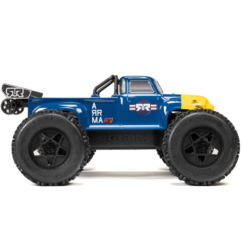 ARRMA ARA8611V6T2+GA7200-4S60-HC 1/8 NOTORIOUS 6S V6 4X4 BLX Brushless Stunt Truck RTR, Blue