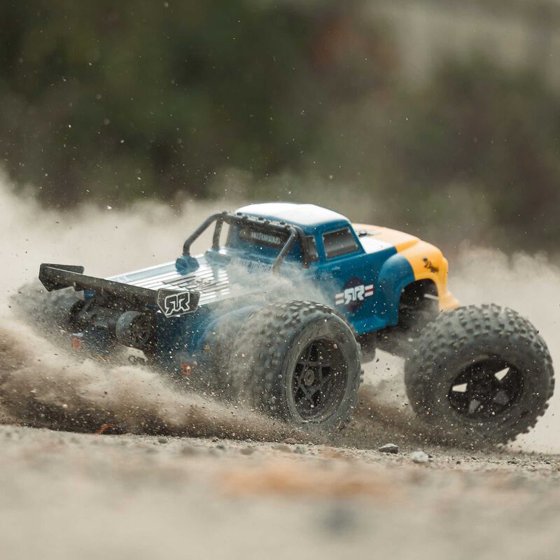 ARRMA ARA8611V6T2+GA7200-4S60-HC 1/8 NOTORIOUS 6S V6 4X4 BLX Brushless Stunt Truck RTR, Blue