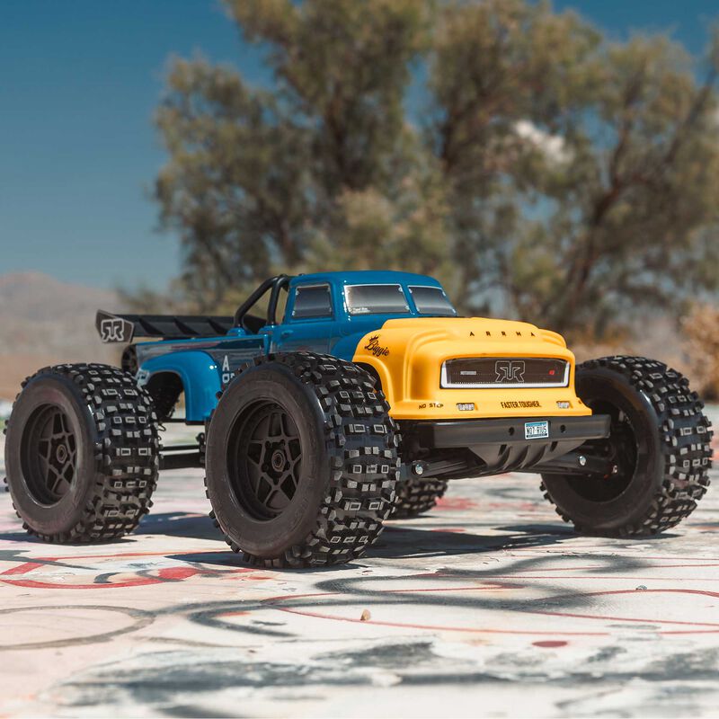 ARRMA ARA8611V6T2+GA7200-4S60-HC 1/8 NOTORIOUS 6S V6 4X4 BLX Brushless Stunt Truck RTR, Blue