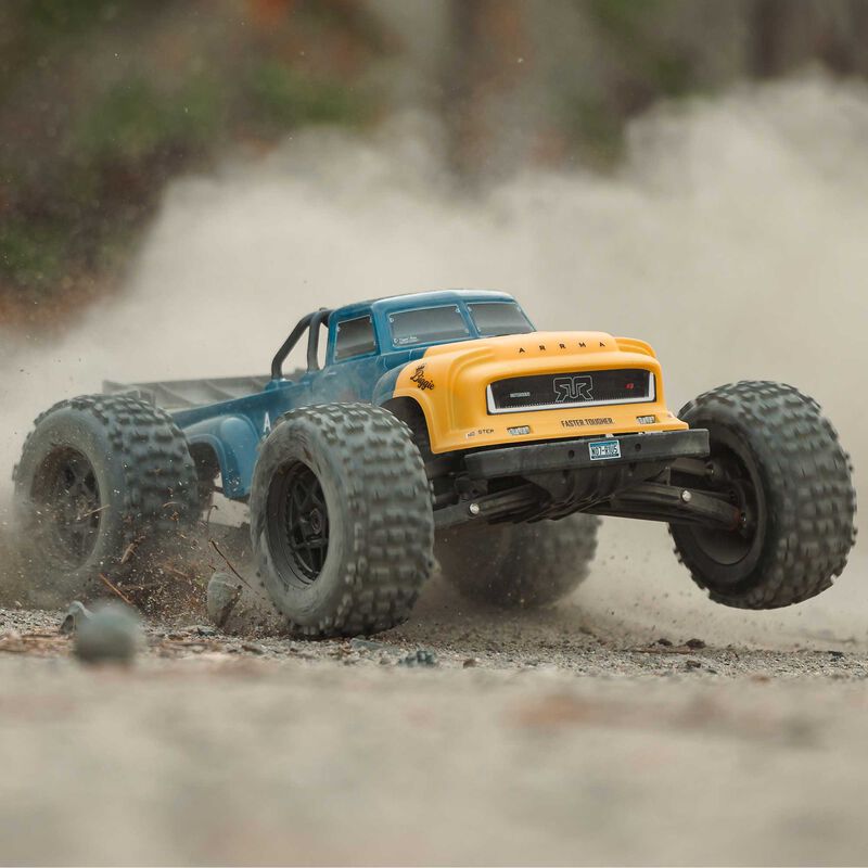 ARRMA ARA8611V6T2+GA7200-4S60-HC 1/8 NOTORIOUS 6S V6 4X4 BLX Brushless Stunt Truck RTR, Blue