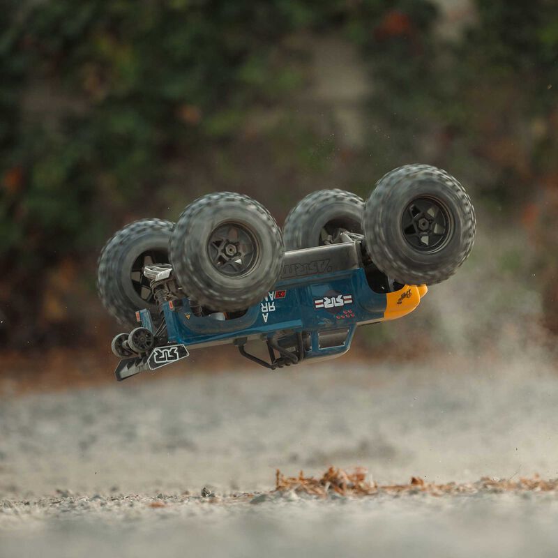 ARRMA ARA8611V6T2+GA7200-4S60-HC 1/8 NOTORIOUS 6S V6 4X4 BLX Brushless Stunt Truck RTR, Blue