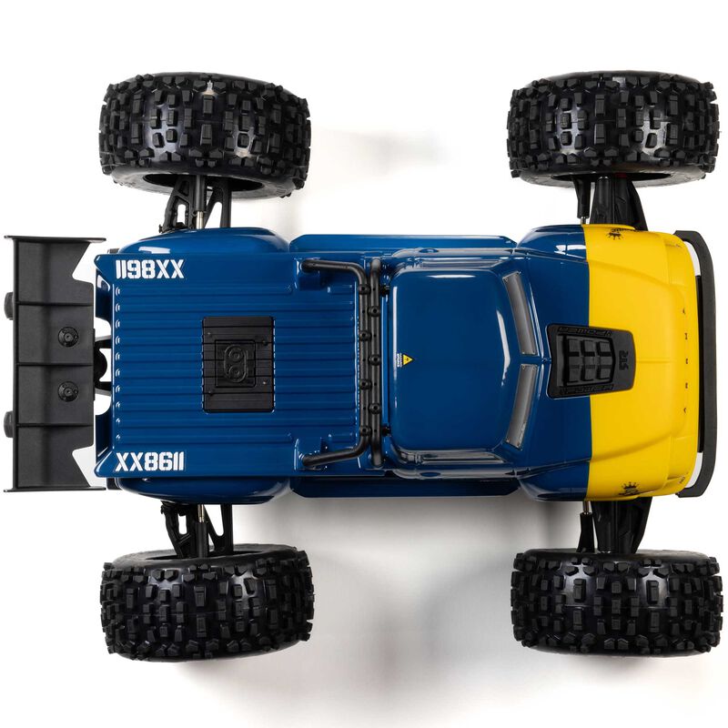 ARRMA ARA8611V6T2+GA7200-4S60-HC 1/8 NOTORIOUS 6S V6 4X4 BLX Brushless Stunt Truck RTR, Blue