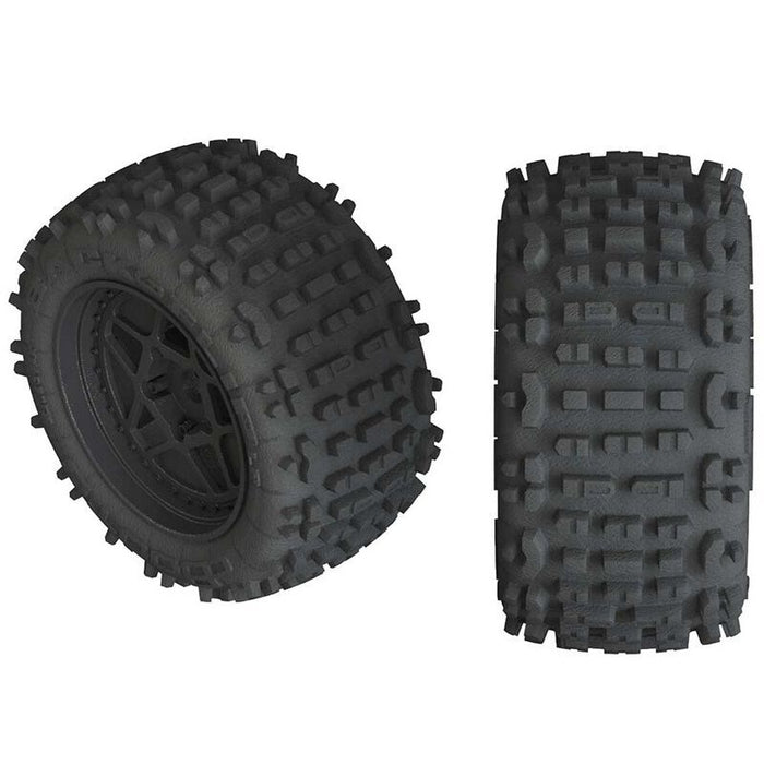Arrma C9468 AR550050 Backflip LP 4S Tire 3.8 Glued Black (2) (8324296802541)
