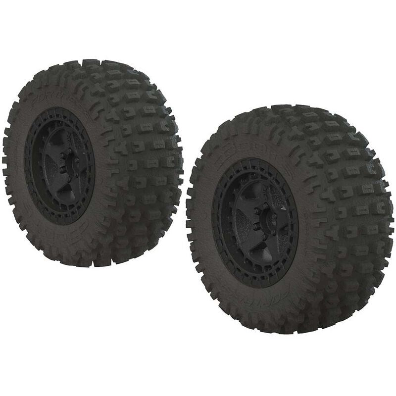 ARRMA C9630 AR550042 Fortress SC Tire Set Glued Black (2)