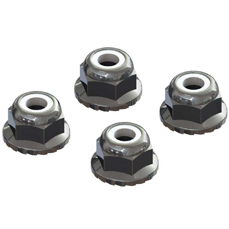 ARRMA C9699 AR708008 Flanged Nyloc Locknut 4mm Silver (4) - Hobby City NZ