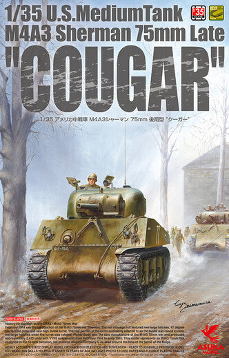 Asuka Model 35-046 Asuka 1/35 M4A3 Sherman 75mm late "COUGAR" Plastic Model Kit - Hobby City NZ (8964711678189)