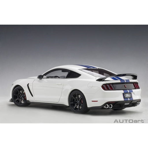 AUTOart 72931 1/18 Ford Mustang Shelby GT-350R (Oxford White/Lightning Blue Stripes) (8324800708845)