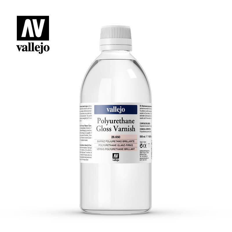 Vallejo AV28650 Permanent Gloss Polyurethane Varnish Polyurethane Varnish 500ml - Hobby City NZ (8938262364397)
