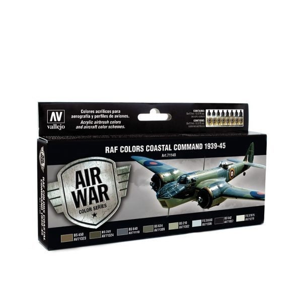 Vallejo AV71148 Model Air Coastal Command 1939-45  8 Colour Set - Hobby City NZ (8938315809005)