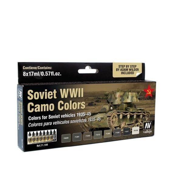 Vallejo AV71188 Model Air Soviet Wwii Camo Colors By Adam Wilder 1935-1945 8 Colour Set - Hobby City NZ (8938318364909)