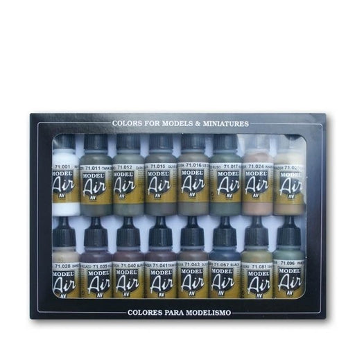 Vallejo AV71190 Model Air German/Allied Wwii  16 Colour Set - Hobby City NZ (8938318495981)