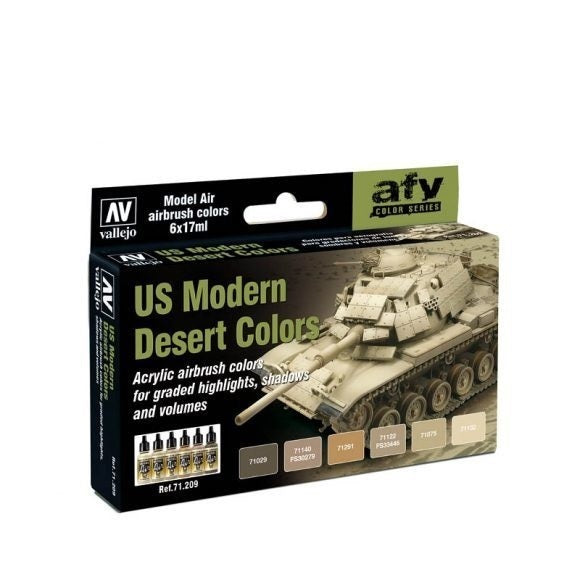 Vallejo AV71209 Model Air Us Modern Desert Colors  6 Colour Set - Hobby City NZ (8938319479021)