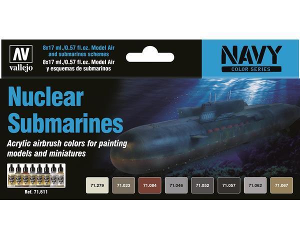 Vallejo AV71611 Model Air Nuclear Submarines  Navy 8 Colour Set - Hobby City NZ (8938329473261)