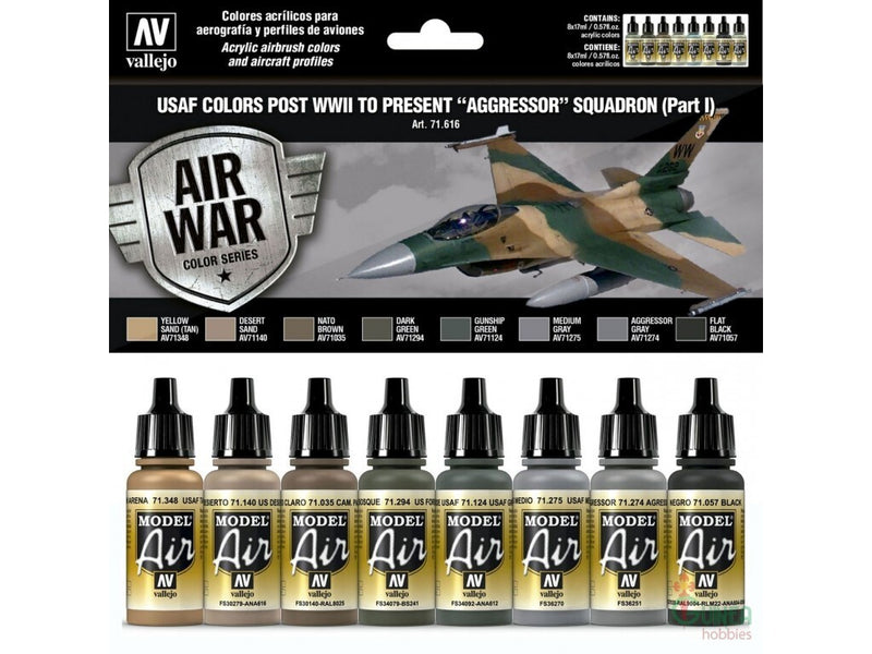 Vallejo AV71616 Model Air Usaf Colors Post Wwii To Present Aggressor Squadron Part I 8 Colour Set - Hobby City NZ (8938329964781)