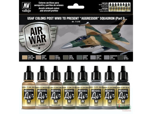 Vallejo AV71616 Model Air Usaf Colors Post Wwii To Present Aggressor Squadron Part I 8 Colour Set - Hobby City NZ (8938329964781)