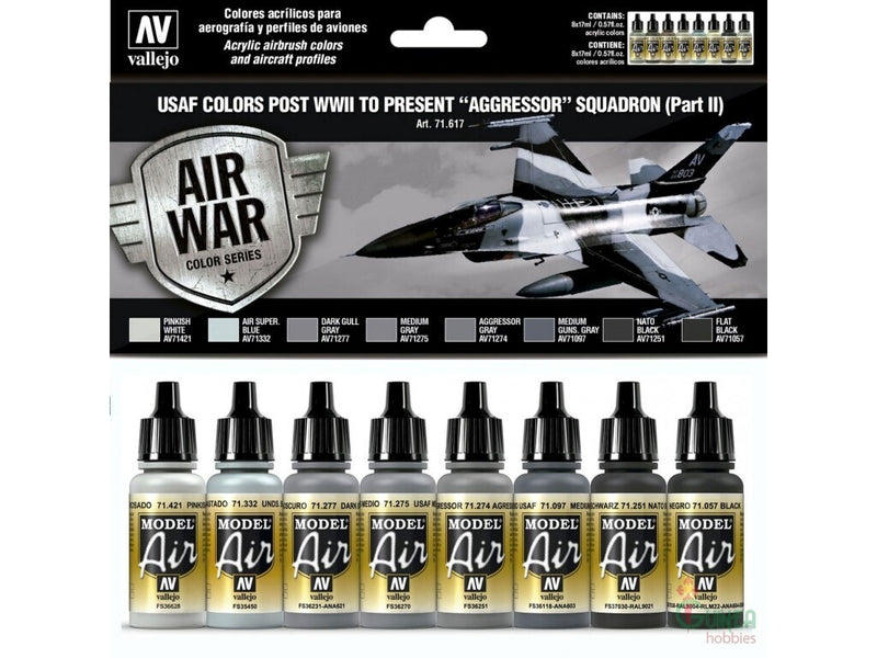 Vallejo AV71617 Model Air Usaf Colors Post Wwii To Present Aggressor Squadron Part Ii  8 Colour Set - Hobby City NZ (8938330095853)