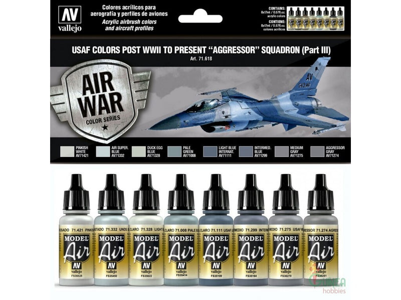 Vallejo AV71618 Model Air Usaf Colors Post Wwii To Present Aggressor Squadron Part Iii 8 Colour Set - Hobby City NZ (8938330161389)