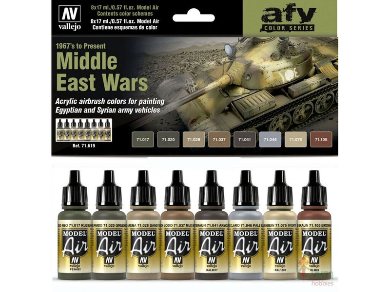 Vallejo AV71619 Model Air Middle East Wars (1967S To Present) 8 Colour Set - Hobby City NZ (8938330259693)