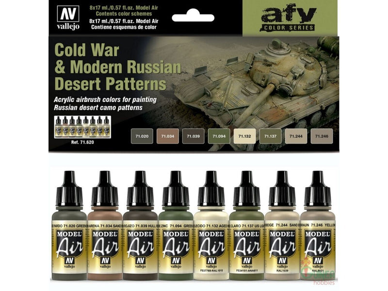 Vallejo AV71620 Model Air Cold War & Modern Russian Desert Patterns 8 Colour Set - Hobby City NZ (8938330292461)