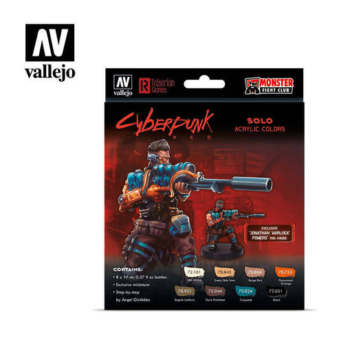 Vallejo 72309 Game Colour Cyberpunk Solo Acrylic Paint Set w/ Jonathan "Warlock" Powers Miniature - Hobby City NZ (8964714758381)