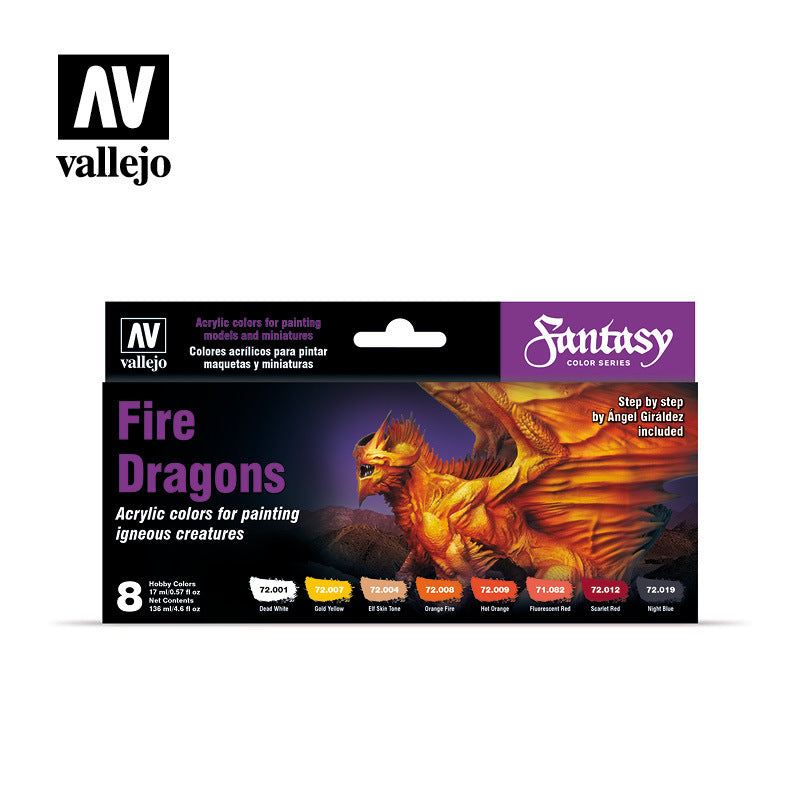 Vallejo 72312 Game Color Fire Dragons (8) by Angel Giraldez Acrylic Paint Set - Hobby City NZ (8964714889453)