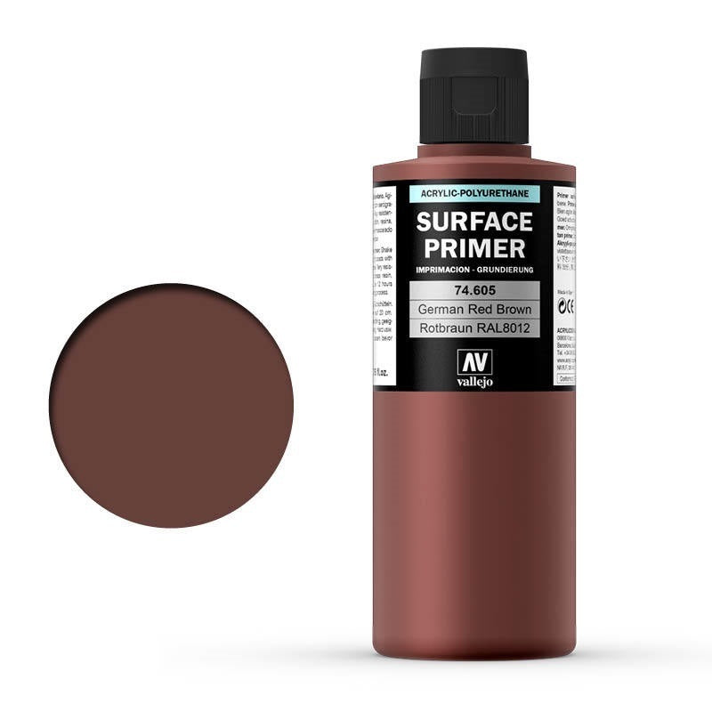Vallejo AV74605 Surface Primer German Red Brown Ral8012 200ml - Hobby City NZ (8938362306797)