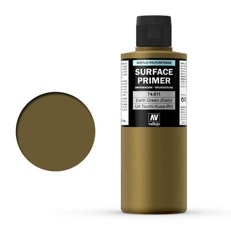 Vallejo AV74611 Surface Primer Ija-Tsuchi-Kusa-Iro Earth Green (Early) 200ml - Hobby City NZ (8938362798317)