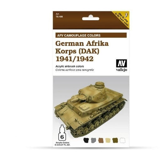Vallejo AV78410 Model Air Afv German Afrika Korps 1942/44 (Dak)  6 Colour Set - Hobby City NZ (8938371776749)