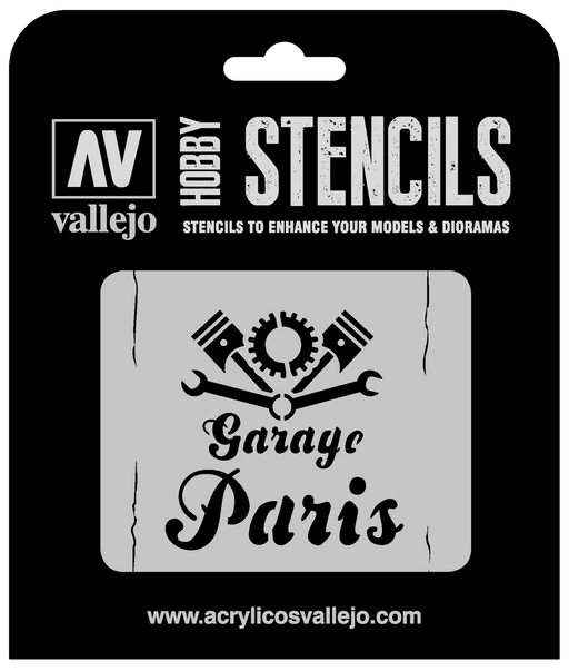 Vallejo ST-LET001 1/35 Vintage Garage Sign Stencil - Hobby City NZ (8964720132333)