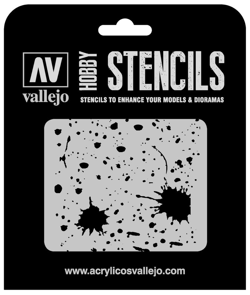 Vallejo ST-TX003 1/35 Splash & Stains Stencil - Hobby City NZ (8964721017069)
