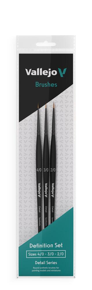Vallejo AVB02990 Brush Set - Detail - Definition Set - Synthetic fibers (Sizes 4/0, 3/0 & 2/0) - Hobby City NZ (9004814041325)