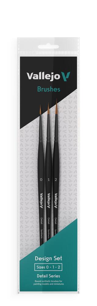 Vallejo AVB02991 Brush Set - Detail - Design Set - Synthetic fibers (Sizes 0, 1 & 2) - Hobby City NZ (9004814074093)