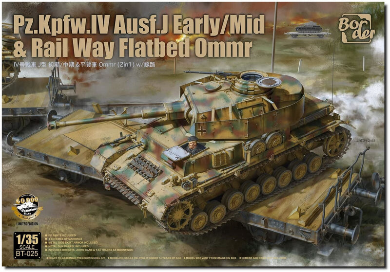Border Model BT025 1/35 Pz.Kpfw.IV Ausf. J Early/Mid & Railway Flatbed Ommr