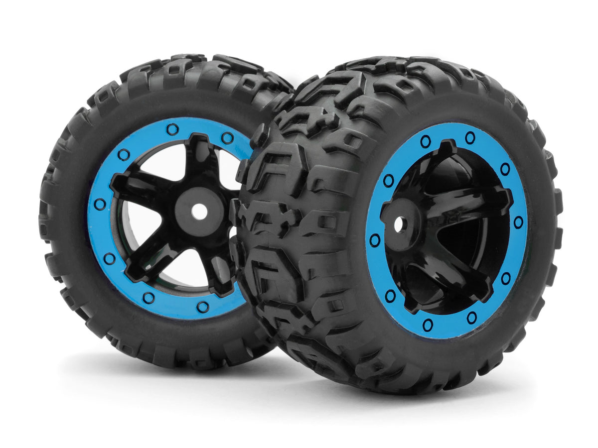Blackzon 540108 Slyder MT Wheels/Tyres Assembled (Black/Blue)