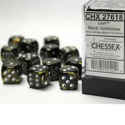 Chessex 27618 Signature 16mm d6 (12 Dice) Leaf Black G (9003736465645)