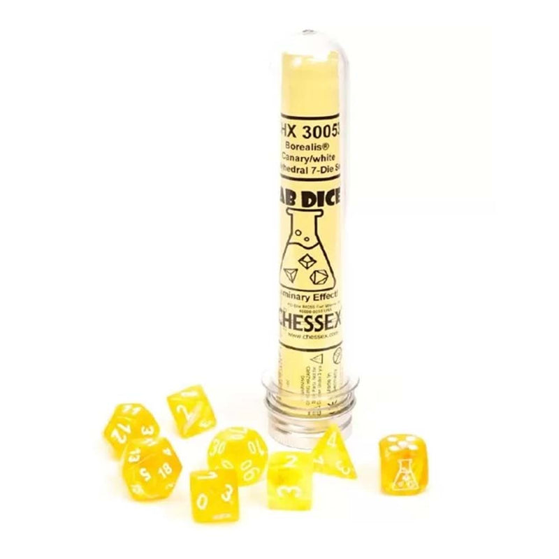 Chessex 30053 Borealis Polyhedral Canary/White (9003753799917)