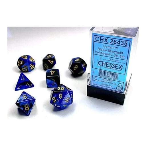 Chessex 26435 Gemini Black-Blue/Gold 7-Die Set (9003855118573)