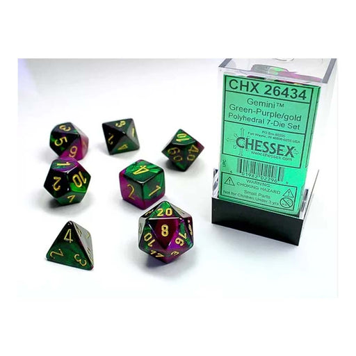 Chessex 26439 Gemini Black-Green w/Gold Classic Polyhe (9003726045421)