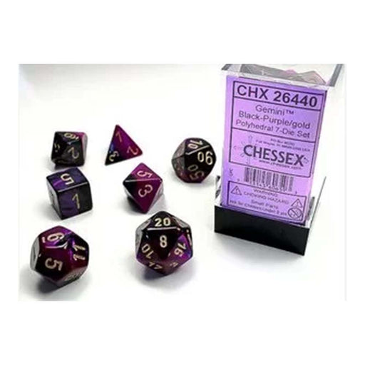 Chessex 26440 Gemini Black-Purple/gold 7-Die Set (9003855610093)
