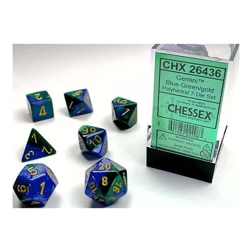 Chessex 26436 Gemini Blue-Green/Gold 7-Die Set (9003725979885)