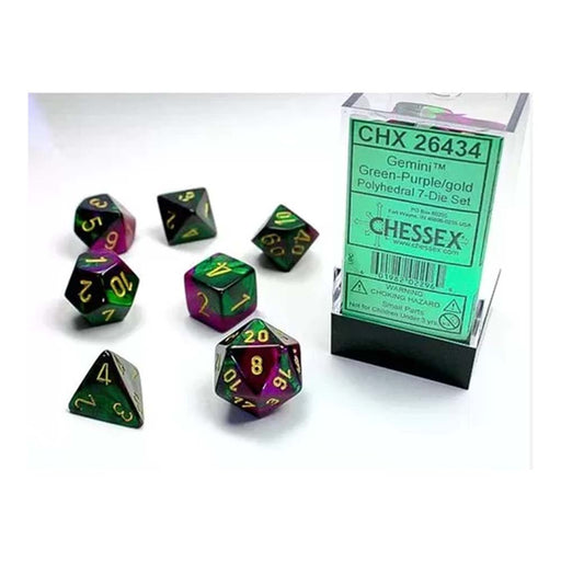 Chessex 26434 Gemini Green-Purple/Gold 7-Die Set (9003725947117)