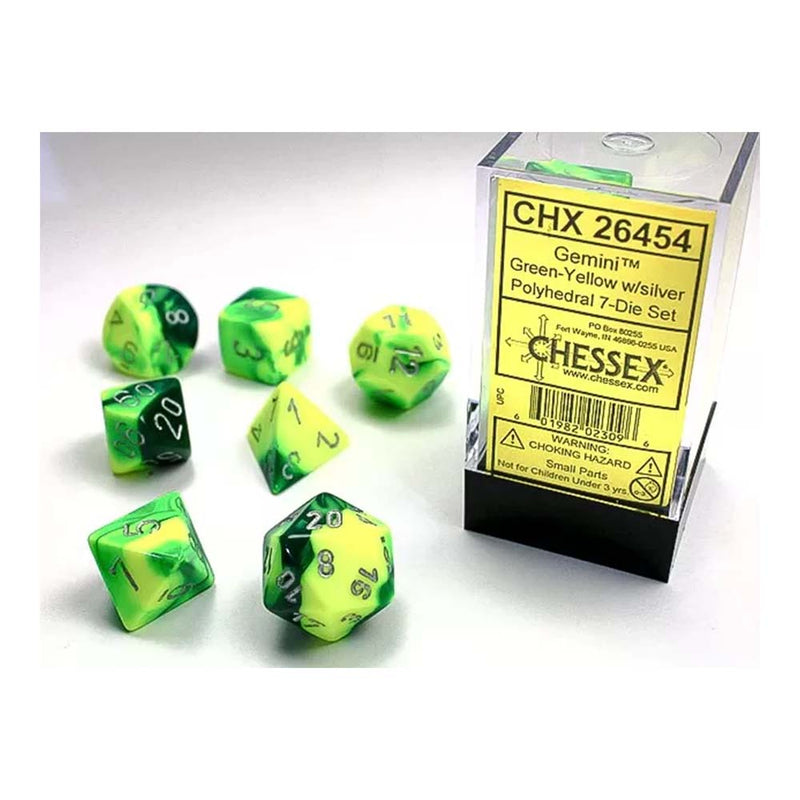 Chessex 26454 Gemini Green-Yellow w/Silver Classic Pol (9003726274797)