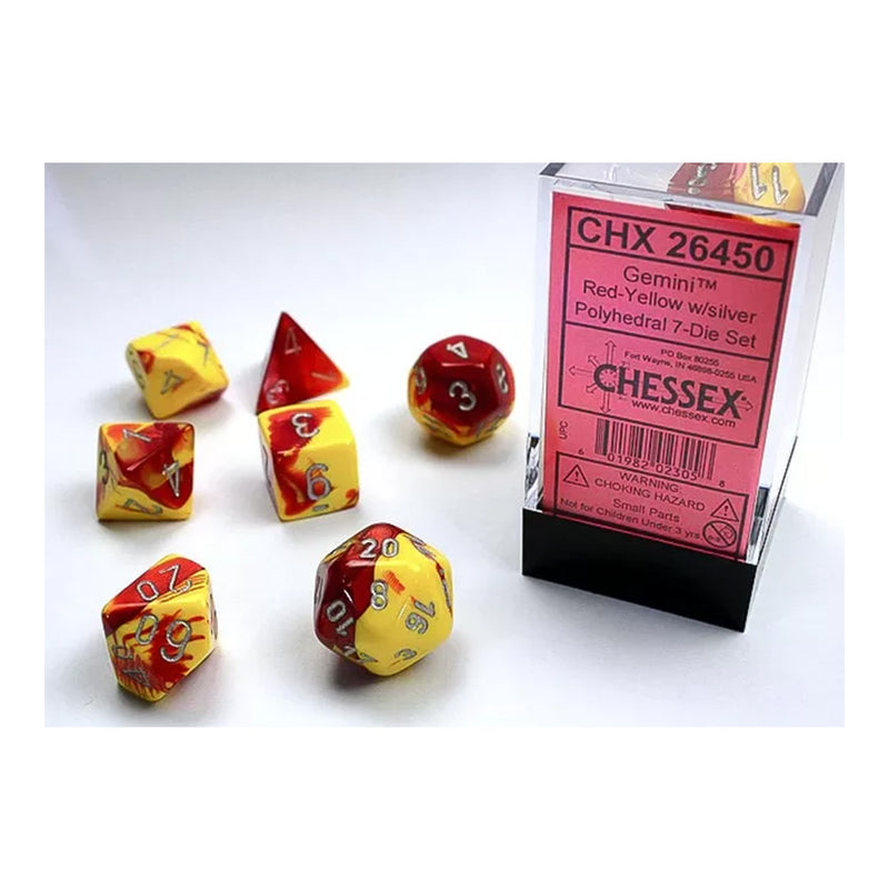Chessex 26450 Gemini Polyhedral Dice Set Red Yellow-Si (9003726143725)