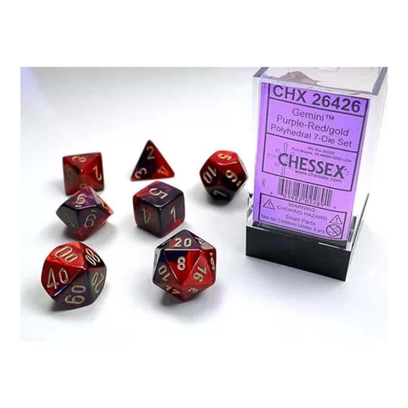 Chessex 26426 Gemini Purple-Red/Gold 7-Die Set (9003725652205)