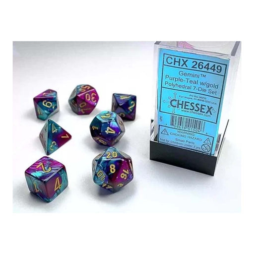 Chessex 26449 Gemini Purple-Teal w/Gold Classic Polyhe (9003855249645)