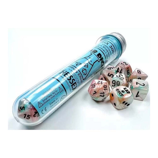 Chessex 30056 Lustrous Polyhedral Sea Shell/Black (9003754455277)